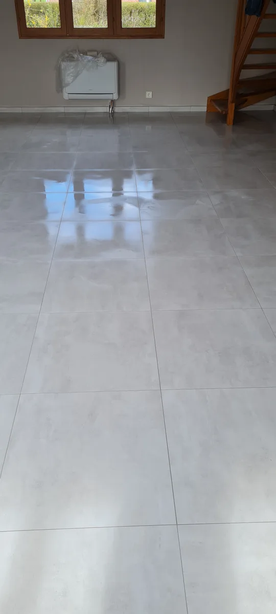 Pose carrelage grand format chambre à Auby